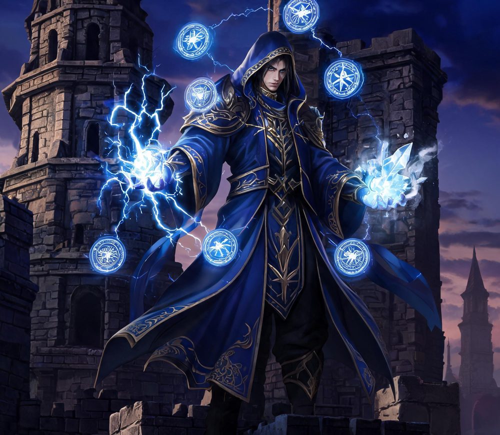 传奇法师职业雷电魔法立绘
